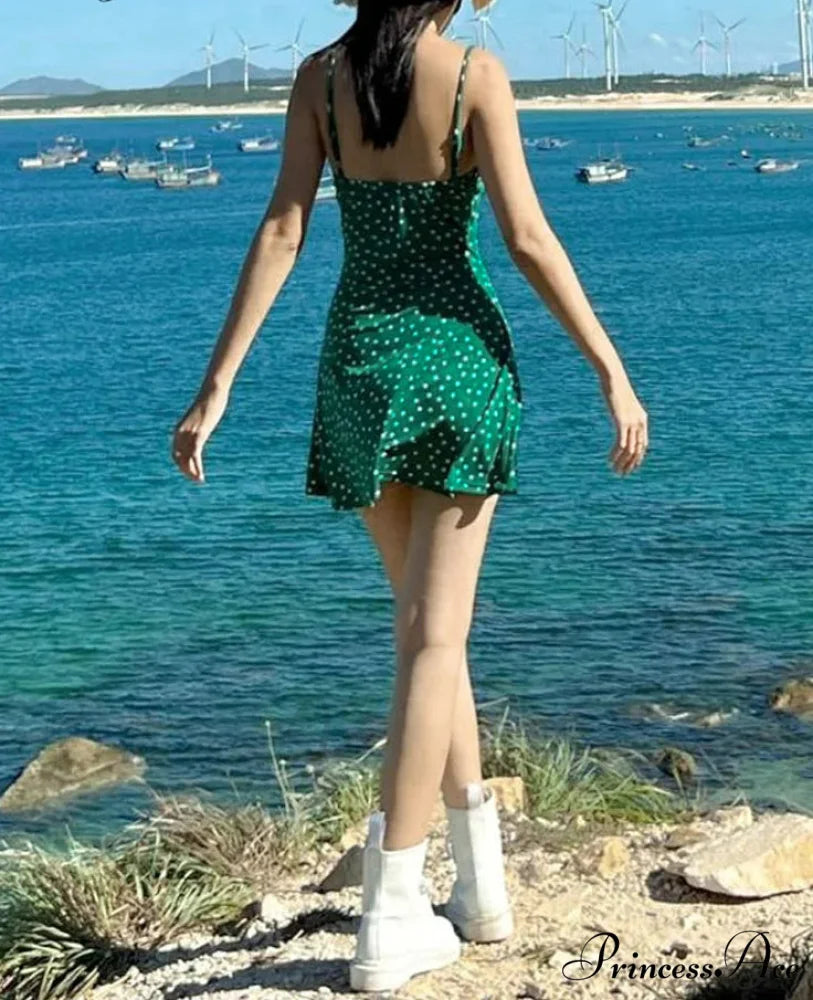 Dotted Thin Strap Mini Dress