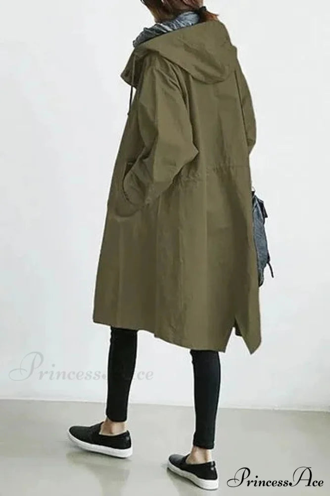 Double Breasted Vintage Notched Neck Pockets Long Sleeve Solid Loose Street Outfit Stylish Coat