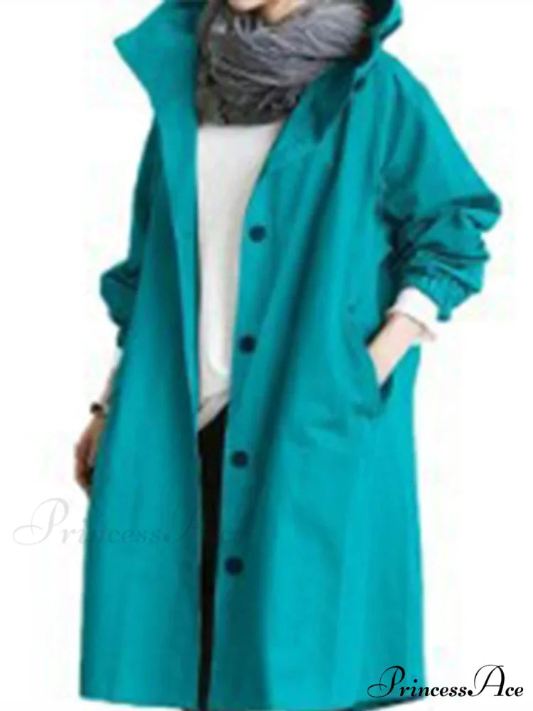 Double Breasted Vintage Notched Neck Pockets Long Sleeve Solid Loose Street Outfit Stylish Coat