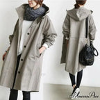 Double Breasted Vintage Notched Neck Pockets Long Sleeve Solid Loose Street Outfit Stylish Coat