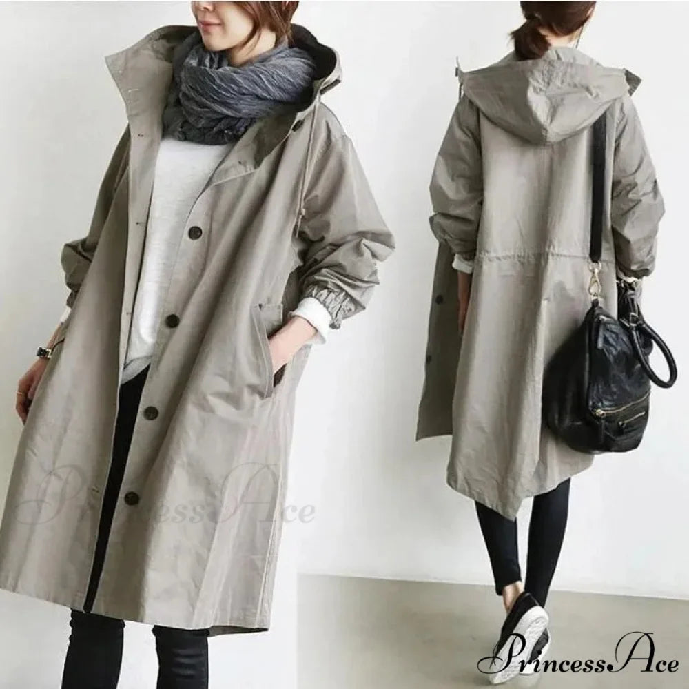 Double Breasted Vintage Notched Neck Pockets Long Sleeve Solid Loose Street Outfit Stylish Coat