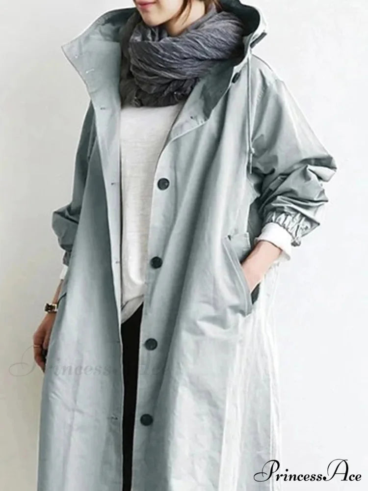 Double Breasted Vintage Notched Neck Pockets Long Sleeve Solid Loose Street Outfit Stylish Coat