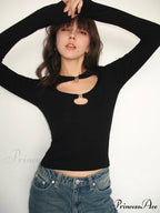 Double Keyholes Graceful Long Sleeve Top