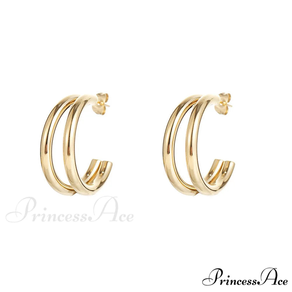 Double Layers Simple Hoop Stud Earrings
