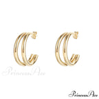 Double Layers Simple Hoop Stud Earrings