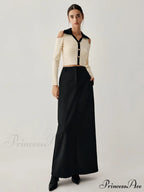 Double Pockets High Trendy Waist Maxi Skirt