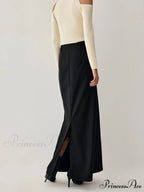Double Pockets High Trendy Waist Maxi Skirt
