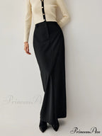 Double Pockets High Trendy Waist Maxi Skirt