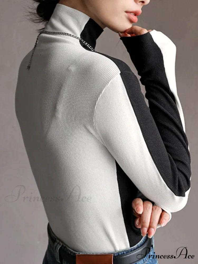 Double Sided Colorblock Trendy Long Sleeve Top