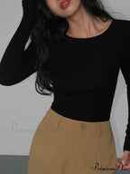 Double Sided Keyhole Trendy Rib Long Sleeve Shirt