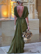 Draped Braids Kimono Cover Graceful Up Slit Maxi Dress