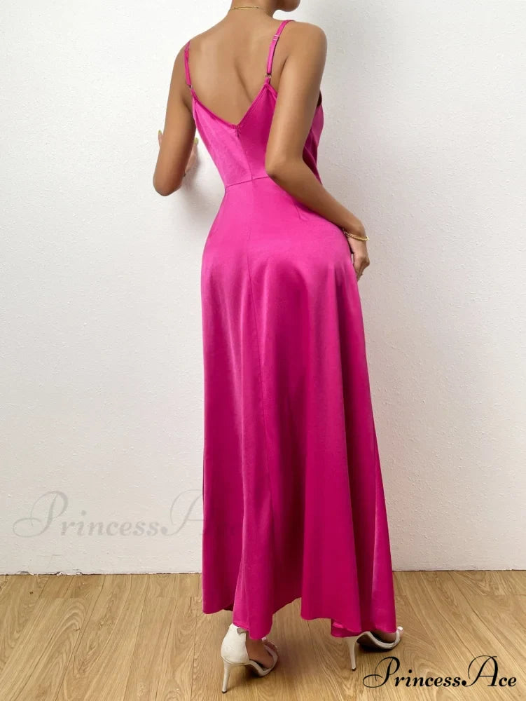 Draped Collar Wrap Hem Cami Dress