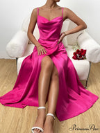 Draped Collar Wrap Hem Cami Dress