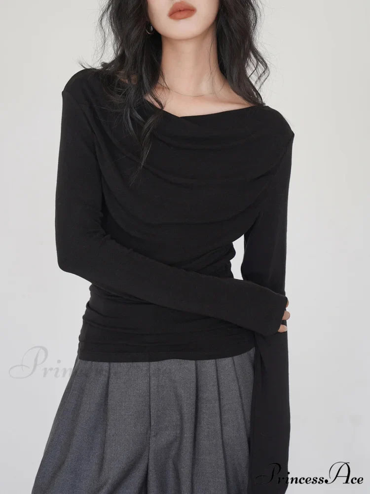 Draped Long Graceful Sleeve Slinky Shirt
