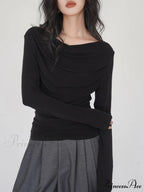 Draped Long Graceful Sleeve Slinky Shirt