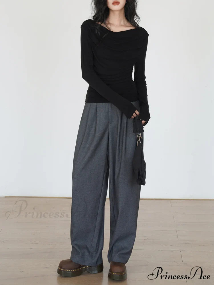 Draped Long Graceful Sleeve Slinky Shirt