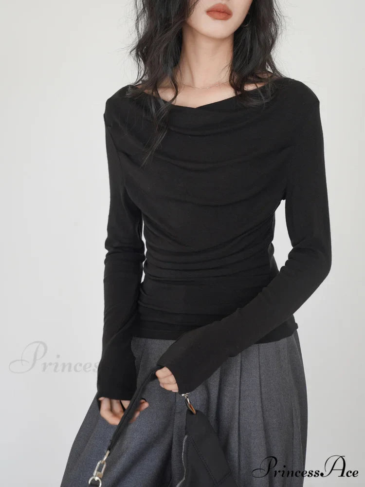 Draped Long Graceful Sleeve Slinky Shirt