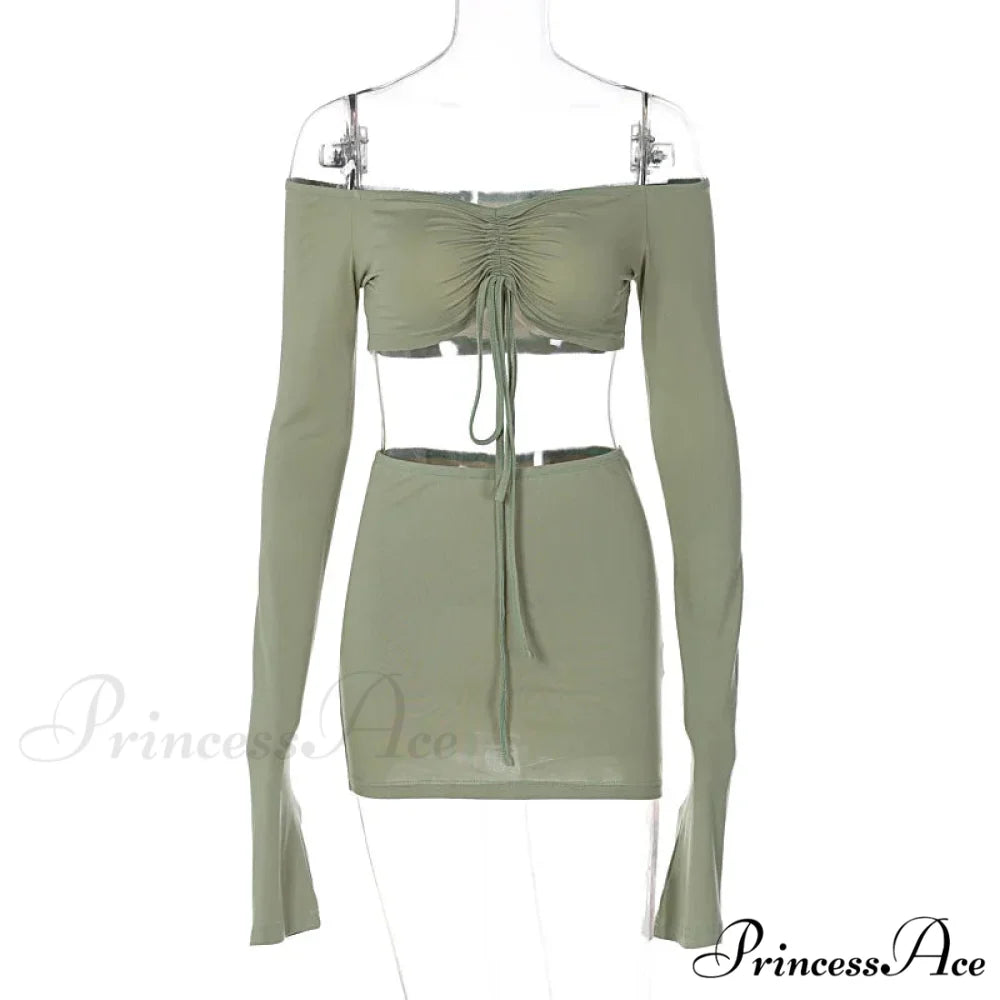 Drawstring Ruched Two Piece Mini Dress