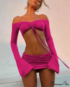 Drawstring Ruched Two Piece Mini Dress