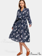Drawstring Waist Floral Dress