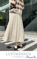 Drooping Elegant A-line High Waist Slim Woolen Comfortable Trendy Long Skirt