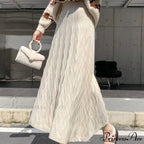 Drooping Elegant A-line High Waist Slim Woolen Comfortable Trendy Long Skirt