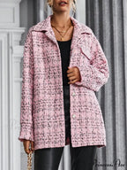 Drop Shoulder Flap Pocket Tweed Coat