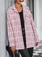 Drop Shoulder Flap Pocket Tweed Coat