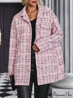 Drop Shoulder Flap Pocket Tweed Coat