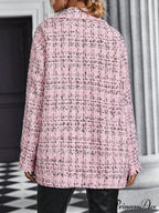 Drop Shoulder Flap Pocket Tweed Coat