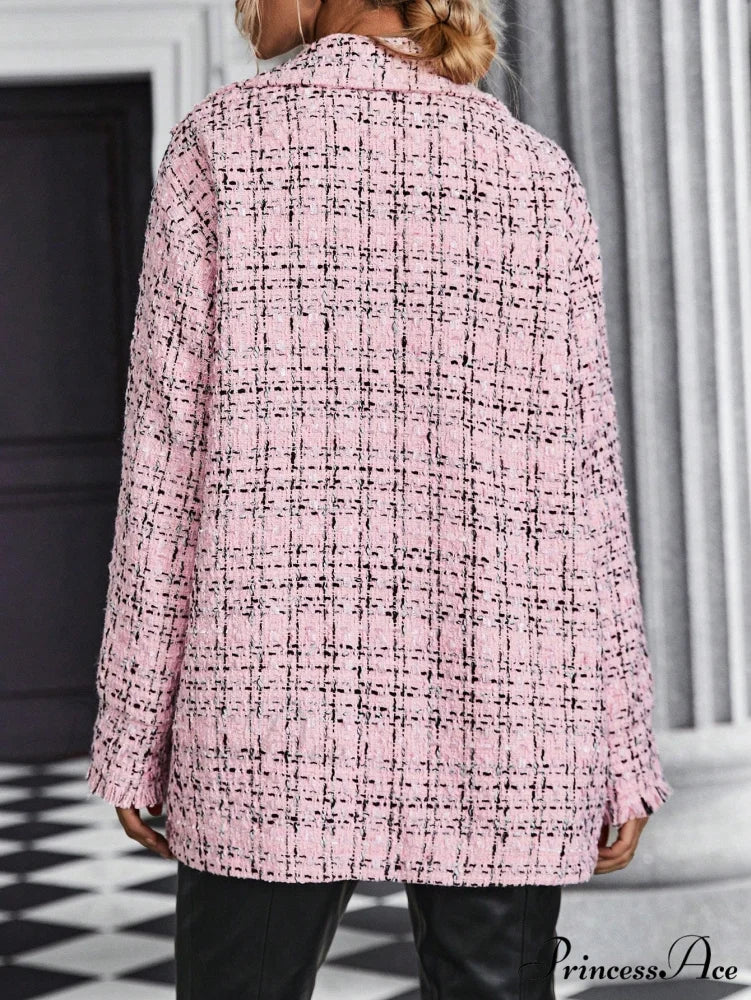 Drop Shoulder Flap Pocket Tweed Coat