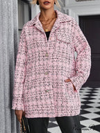 Drop Shoulder Flap Pocket Tweed Coat