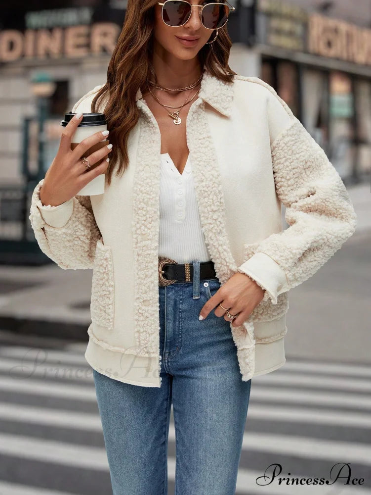 Drop Shoulder Teddy Panel Coat