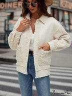 Drop Shoulder Teddy Panel Coat