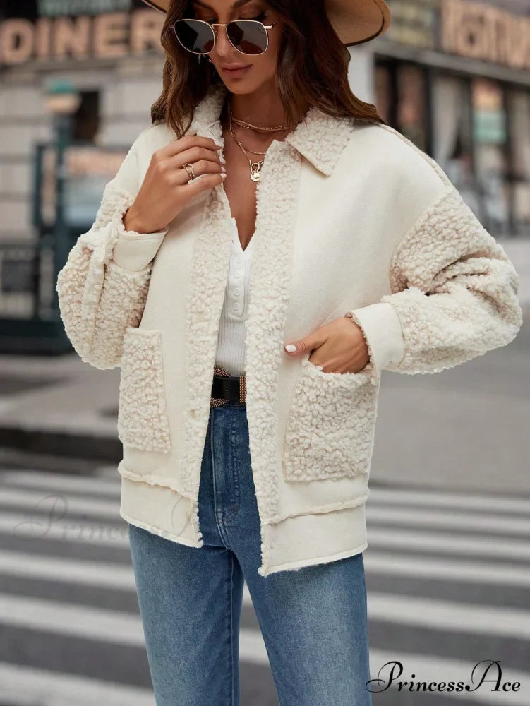 Drop Shoulder Teddy Panel Coat