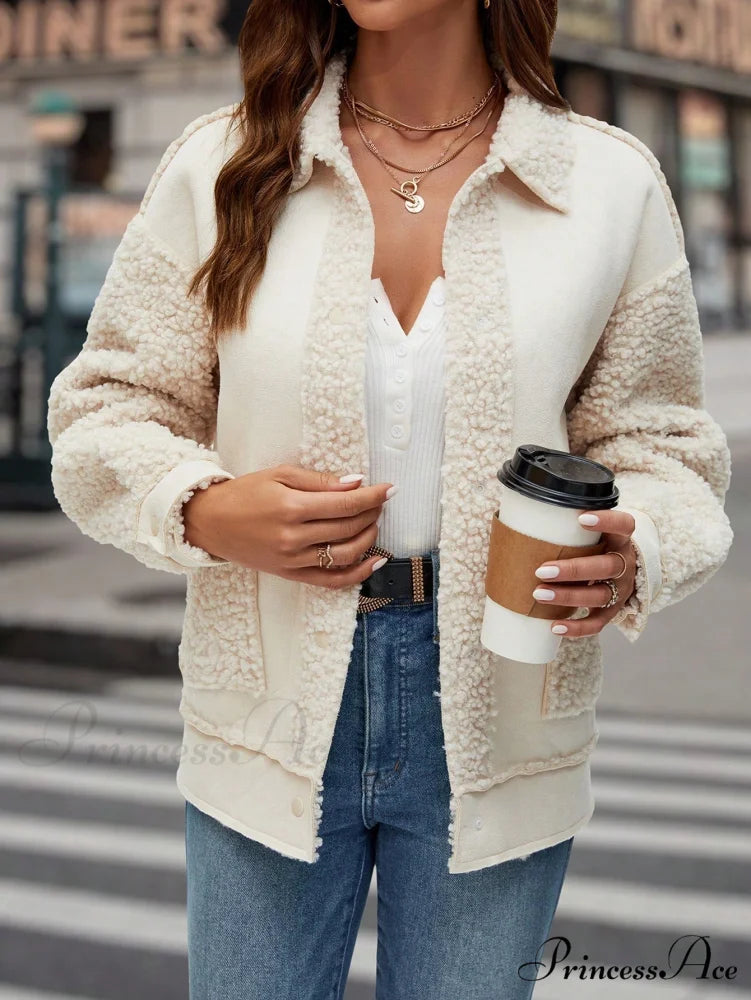 Drop Shoulder Teddy Panel Coat