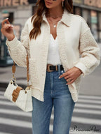 Drop Shoulder Teddy Panel Coat