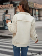 Drop Shoulder Teddy Panel Coat