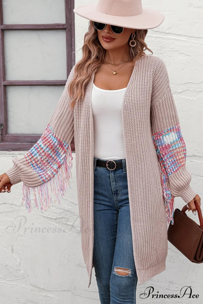 Dropped Fringe Cardigan Arm with Shoulder