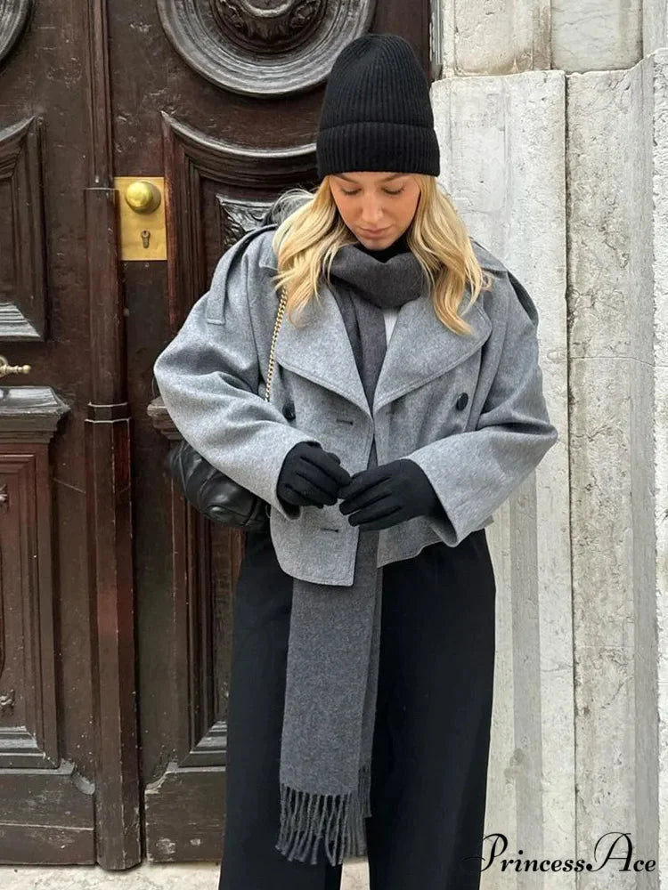 Dual Breasted Woolen Mix Coat