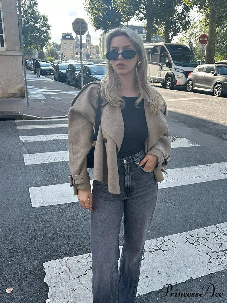 Dual Breasted Woolen Mix Coat