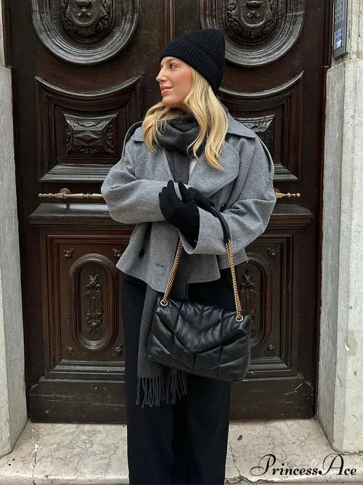 Dual Breasted Woolen Mix Coat