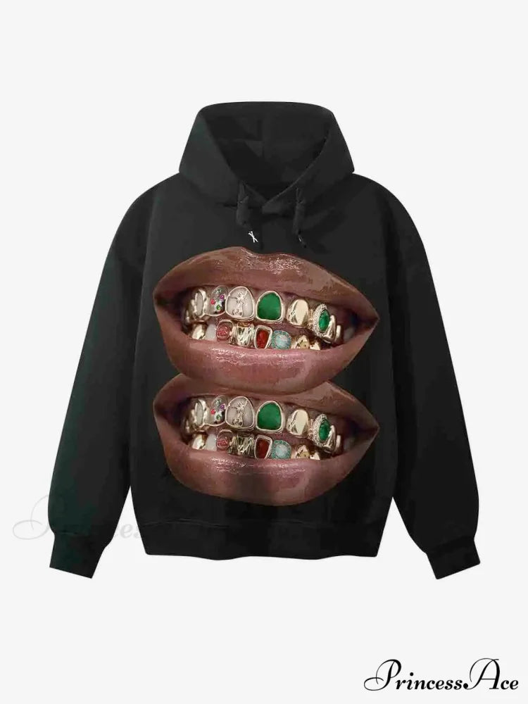 Dual-Personality Graphic Oversized Hoodie