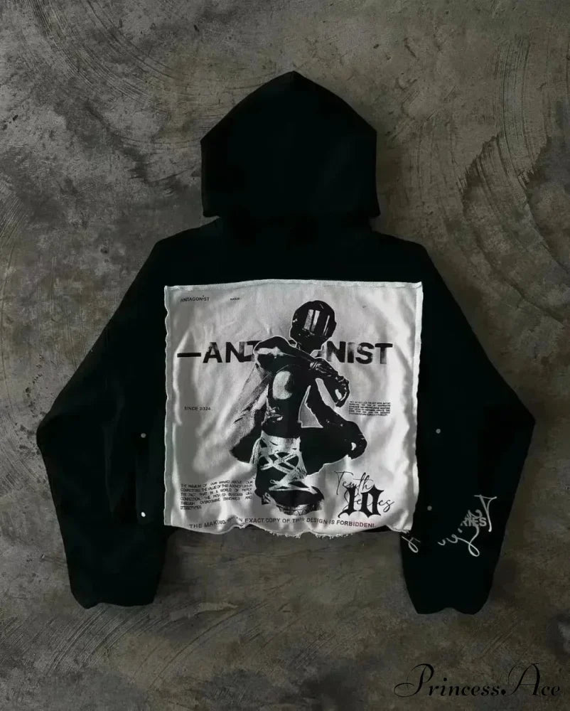 Dual-Personality Graphic Oversized Hoodie