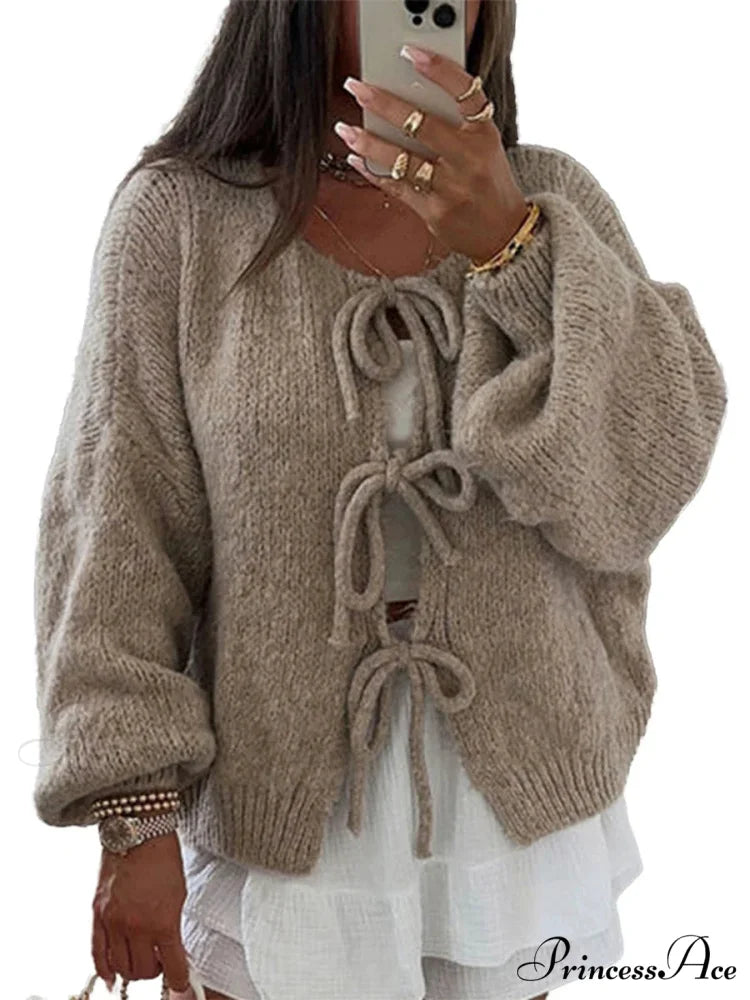 Durable Bind Front Circular Neck Baggy Cardigan