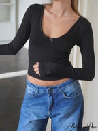 Durable Bow Fundamental Sleek O-Neck Extended Sleeve Knit Top