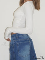 Durable Bow Fundamental Sleek O-Neck Extended Sleeve Knit Top