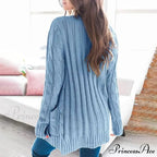 Durable Cable Knit Baggy Button Up Cardigan