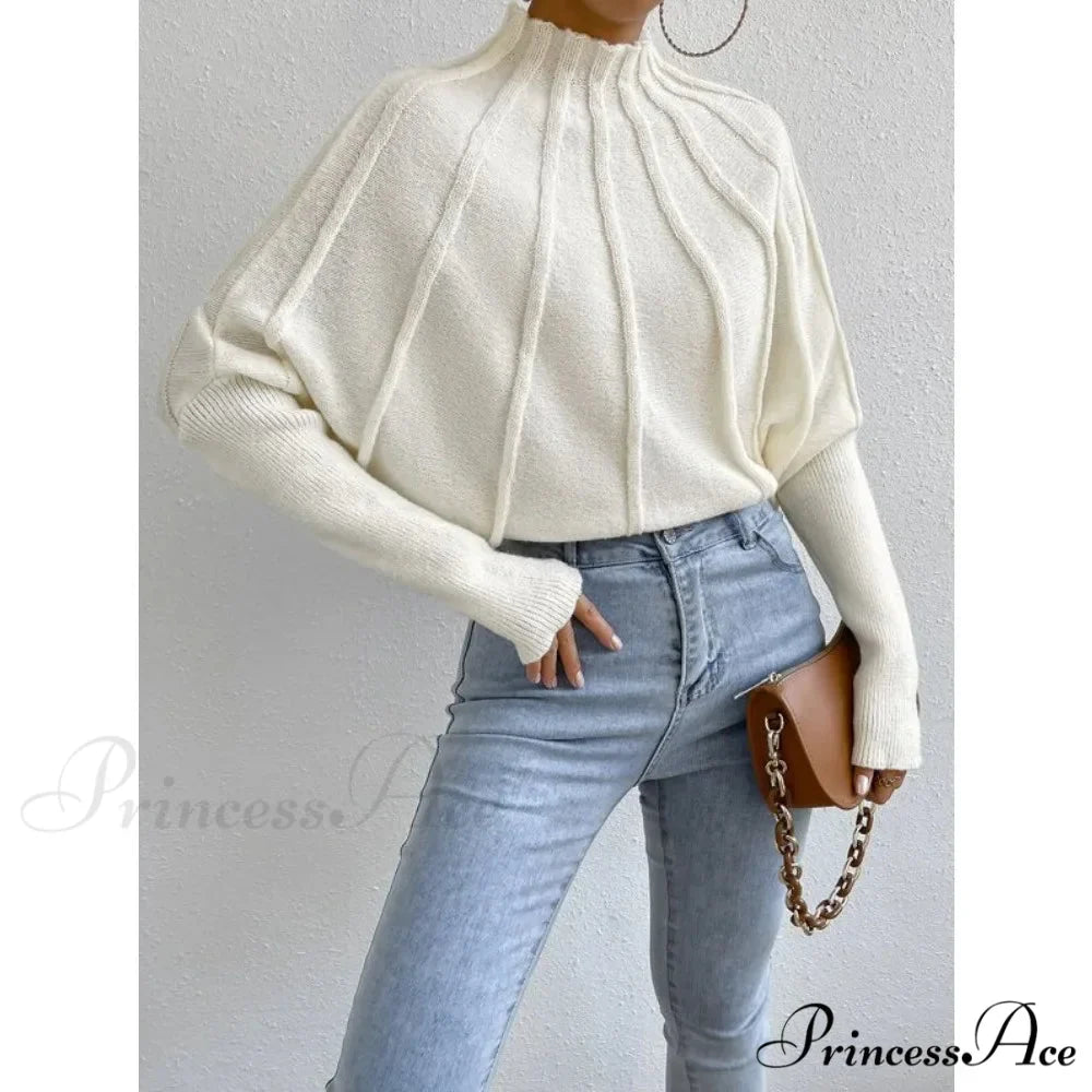 Durable Circular Neck  Batball Sleeve  Baggy Jumper