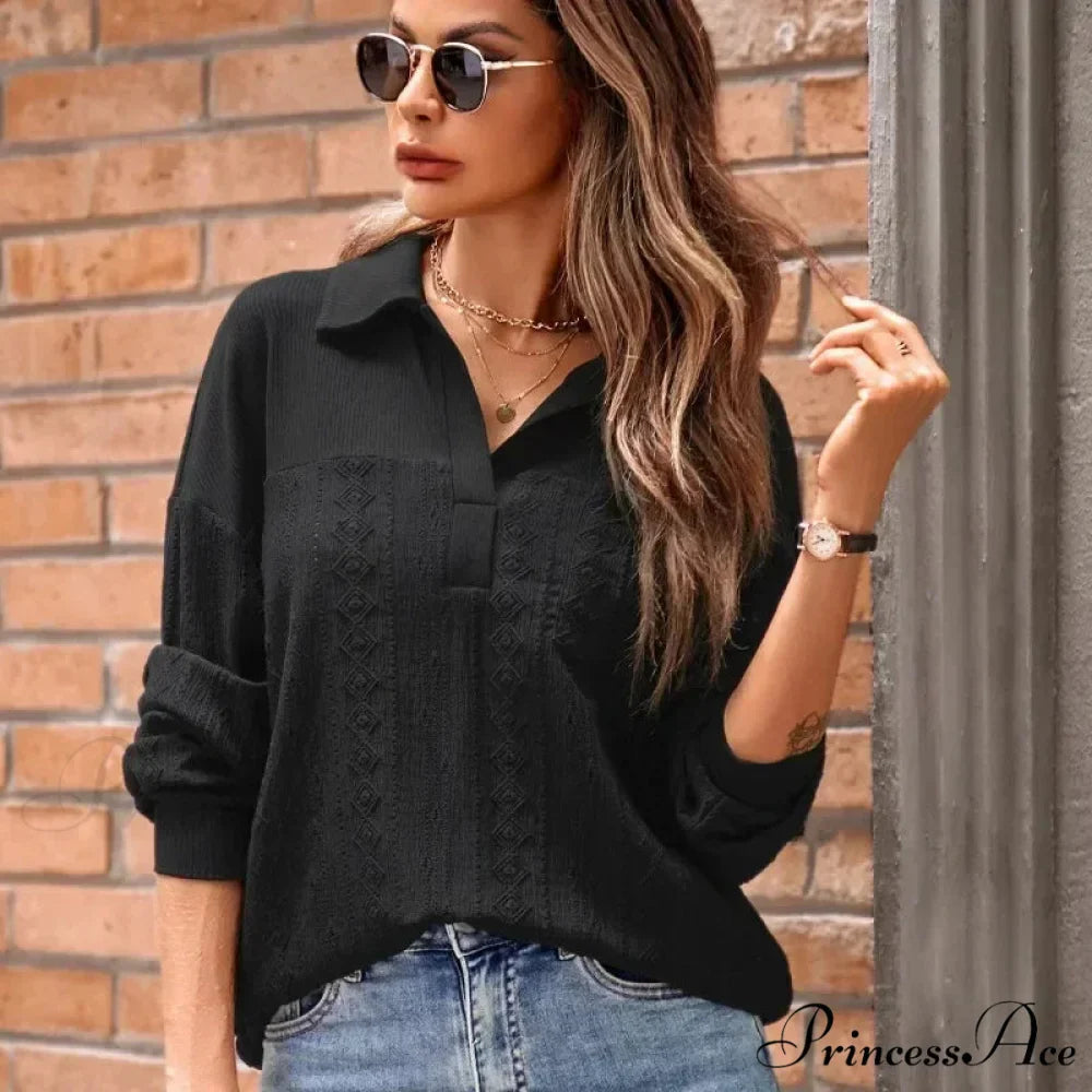 Durable Collar Pullover Knit Top Classy Top